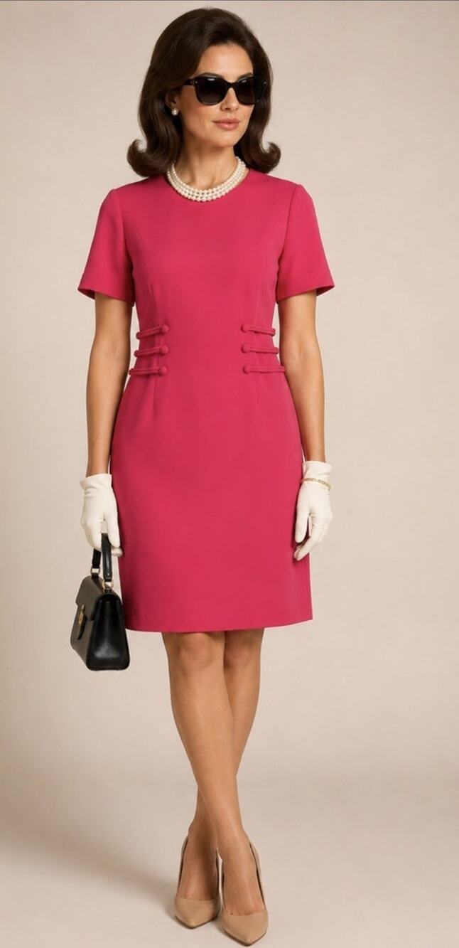Vintage Adrianna Papell 100% Silk Coral Dress Sz 12 Jackie O Style Minimalist